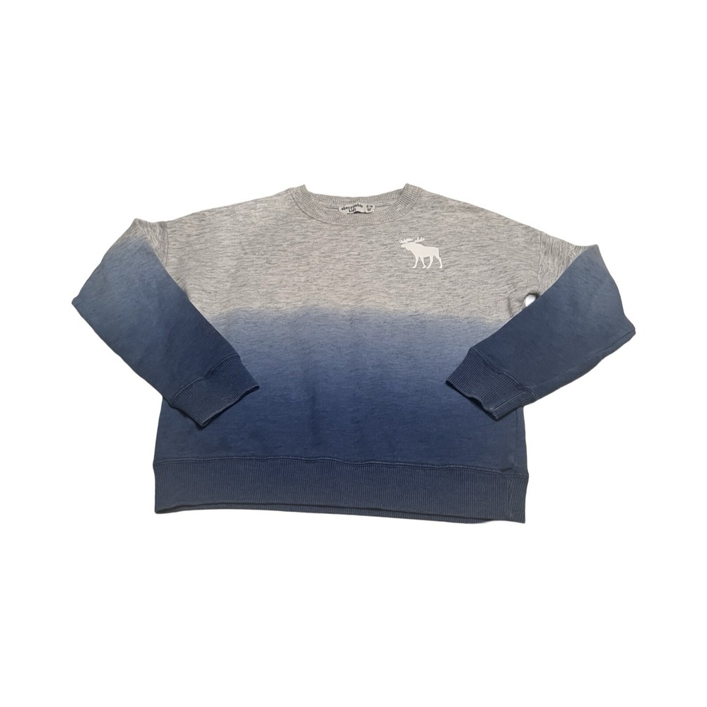 Abercrombie Kids Ombre Sweatshirt Gray Navy Blue Moose Logo‎ Graphic Size 9/10